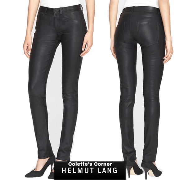 Helmut Lang Pants - Helmut Lang 5 Pocket Straight Leg Black Leather Pants Jeans